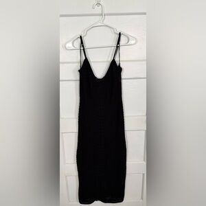 Express Black Midi- Mini Crochet V-Neck Slip Dress